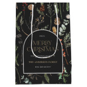 Botanisch-blumengeschmückte Weihnachtsbogenfolie Mittlere Geschenktüte (Rückseite)