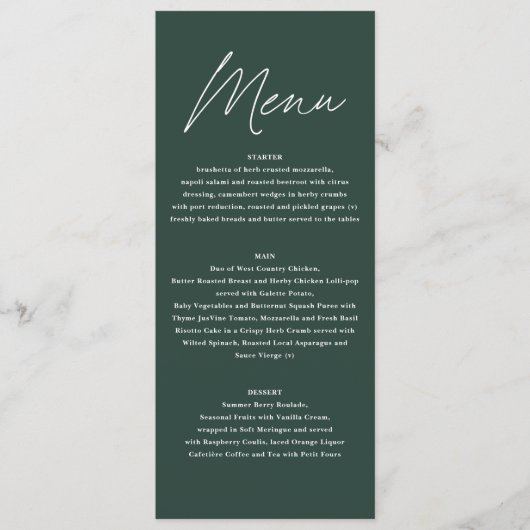 Botanisch-blumengrüne Hochzeitsstimmung Menükarte (Vorderseite)