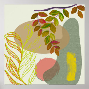 Botanisch Boho Gelbgrün Poster
