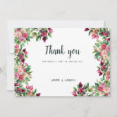 Botanisch bordeauxrot, grün, grün, floralgrün Dank Einladung (Vorderseite)