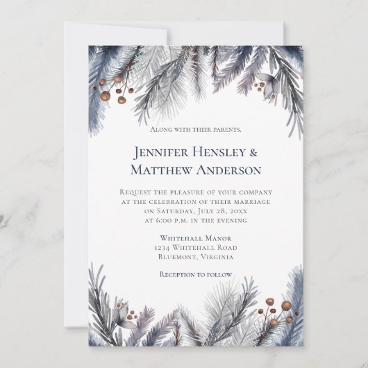 Botanisch-botanischer Winter: Marine, blau-grau, r Einladung (Vorderseite)