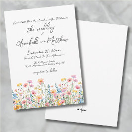 Botanisch-bräunliche Wildblumen Hochzeit Einladung