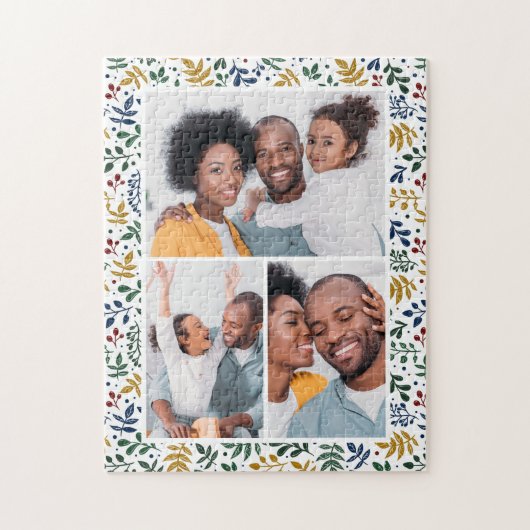Botanisch-bunte Drei-Jahres-FotoCollage Puzzle (Vertikal)
