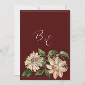 Botanisch-Burgunder-Blütenbotanisch Save the Date Einladung (Rückseite)