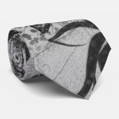 Botanisch dekorierte Schwarz-Weiß-Textur Krawatte (Gerollt)