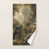 Botanisch: drei Pfauen im englischen Garten Badhandtuch Set (Handtuch)