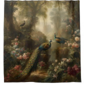 Botanisch: drei Pfauen im englischen Garten Duschvorhang (Vorderseite)