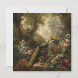 Botanisch: drei Pfauen im englischen Garten Einladung