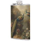 Botanisch: drei Pfauen im englischen Garten Flachmann (Links)