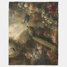 Botanisch: drei Pfauen im englischen Garten Fleecedecke