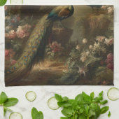 Botanisch: drei Pfauen im englischen Garten Geschirrtuch (Gefaltet)