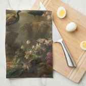 Botanisch: drei Pfauen im englischen Garten Geschirrtuch (Viertel Falte)