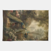 Botanisch: drei Pfauen im englischen Garten Geschirrtuch (Horizontal)