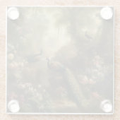 Botanisch: drei Pfauen im englischen Garten Glasuntersetzer (Rückseite)