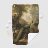 Botanisch: drei Pfauen im englischen Garten Golfhandtuch (Insitu)