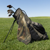 Botanisch: drei Pfauen im englischen Garten Golfhandtuch (Gras)