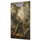 Botanisch: drei Pfauen im englischen Garten Klemmbrett (Links)