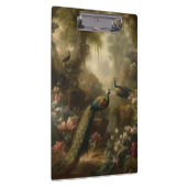 Botanisch: drei Pfauen im englischen Garten Klemmbrett (Rechts)