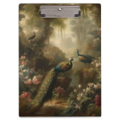 Botanisch: drei Pfauen im englischen Garten Klemmbrett (Vorderseite)