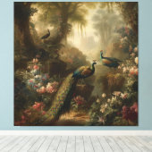 Botanisch: drei Pfauen im englischen Garten Leinwanddruck (Insitu (Holzboden))