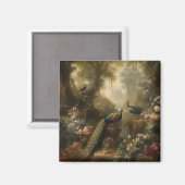 Botanisch: drei Pfauen im englischen Garten Magnet (Vorderseite/Rückseite)