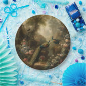 Botanisch: drei Pfauen im englischen Garten Pappteller (Party)