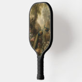 Botanisch: drei Pfauen im englischen Garten Pickleball Schläger (Links)