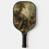 Botanisch: drei Pfauen im englischen Garten Pickleball Schläger (Rückseite)