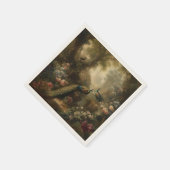 Botanisch: drei Pfauen im englischen Garten Serviette (Ecke)