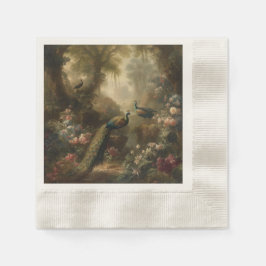 Botanisch: drei Pfauen im englischen Garten Serviette