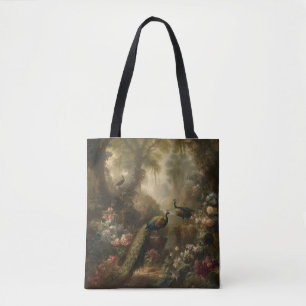 Botanisch: drei Pfauen im englischen Garten Tasche