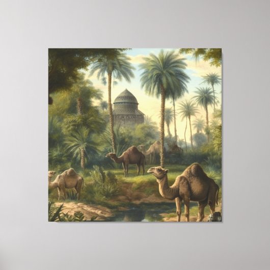 Botanisch: Dromedaren im Dschungel in der Nähe ein Leinwanddruck (Vorderseite)