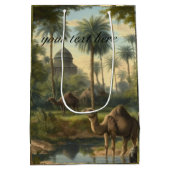 Botanisch: Dromedarien im Dschungel anpassbar Mittlere Geschenktüte (Rückseite)