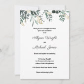 Botanisch dunkelgrüne Blätter Land Hochzeit Einladung (Vorderseite)