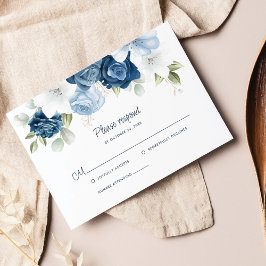 Botanisch Dusty Blue Floral RSVP Karte