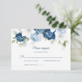 Botanisch Dusty Blue Floral RSVP Karte (Stehend Vorderseite)