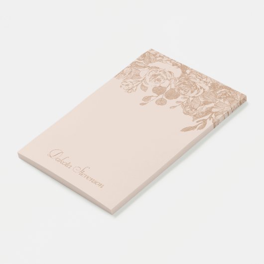 Botanisch elegant | Kupfer Rose Gold Floral Custom Post-it Klebezettel (angewinkelt)