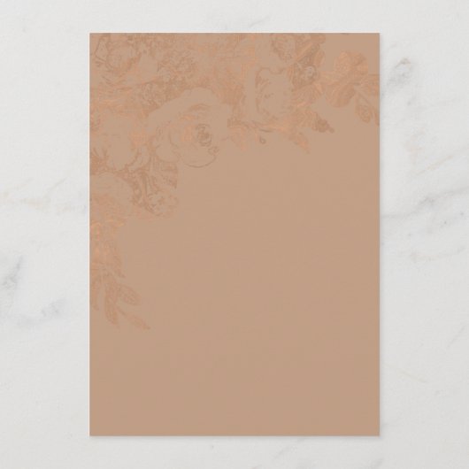 Botanisch elegant | Kupfer Rose Gold Floral Menükarte (Rückseite)