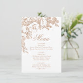 Botanisch elegant | Kupfer Rose Gold Floral Menükarte (Stehend Vorderseite)