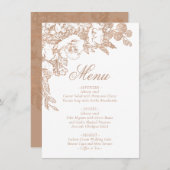 Botanisch elegant | Kupfer Rose Gold Floral Menükarte (Vorne/Hinten)