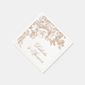 Botanisch elegant | Kupfer Rose Gold Floral Serviette (Ecke)