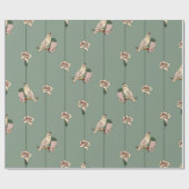 Botanisch elegant mit Cremvögeln und Blume Geschenkpapier (Flach)