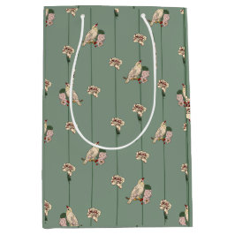 Botanisch elegant mit Cremvögeln und Blume Mittlere Geschenktüte