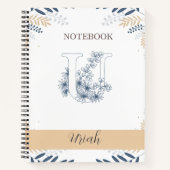 Botanisch elegant mit Initial U Notizblock (Vorderseite)
