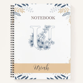 Botanisch elegant mit Initial U Notizblock