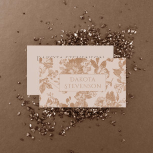 Botanisch elegant Rosa Rose Gold Floral Visitenkarte