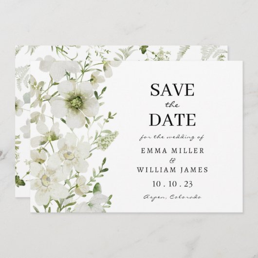 Botanisch elegant save the date (Vorne/Hinten)