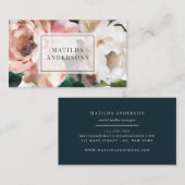 Botanisch elegante Blumen und Blätter in Wasserfar Visitenkarte (Vorne/Hinten)