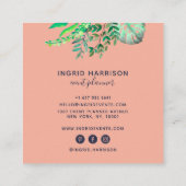 Botanisch-elegante Ereignisse in blauem Rosa Quadratische Visitenkarte (Rückseite)