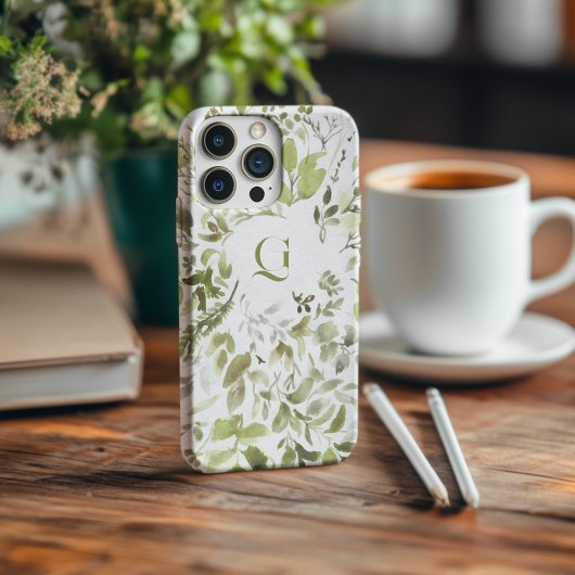 Botanisch-elegante Grünanlage | Anfangsmonogramm Case-Mate iPhone Hülle
